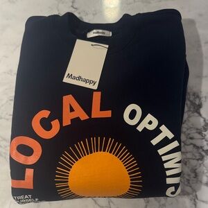 Madhappy Local Optimist Crewneck Sweatshirt Navy XS | Graphic Heavyweight Fleece